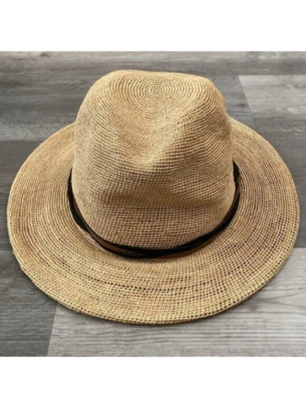 Goorin Bros Haze Hat Womens Large Natural Tan Haze Raffia Woven Sun Fedora